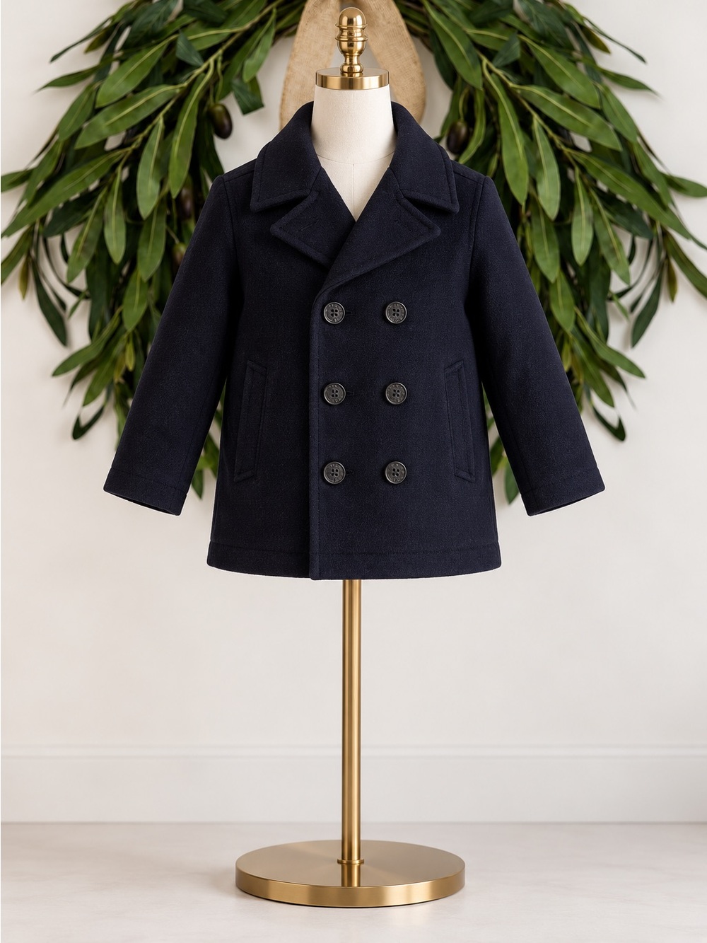 Old Navy Blue Boys Dress Coat Peacoat Anchor Buttons Size 8 Preppy